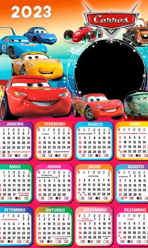 Arquivo de Corte Calendário Infantil Tema Carros 2023 #15622