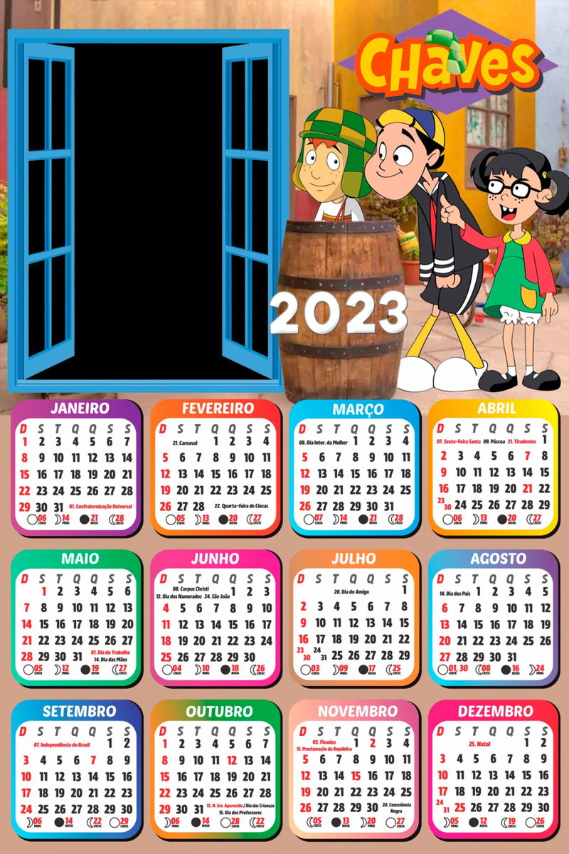 Arquivo de Corte Calendário Infantil Tema Chaves 2023 #15627