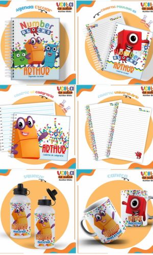 Arquivo de Corte Combo Etiqueta Escolar Numberblocks