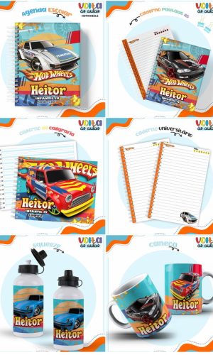Arquivo de Corte Combo Etiquetas Escolar Hot Weels