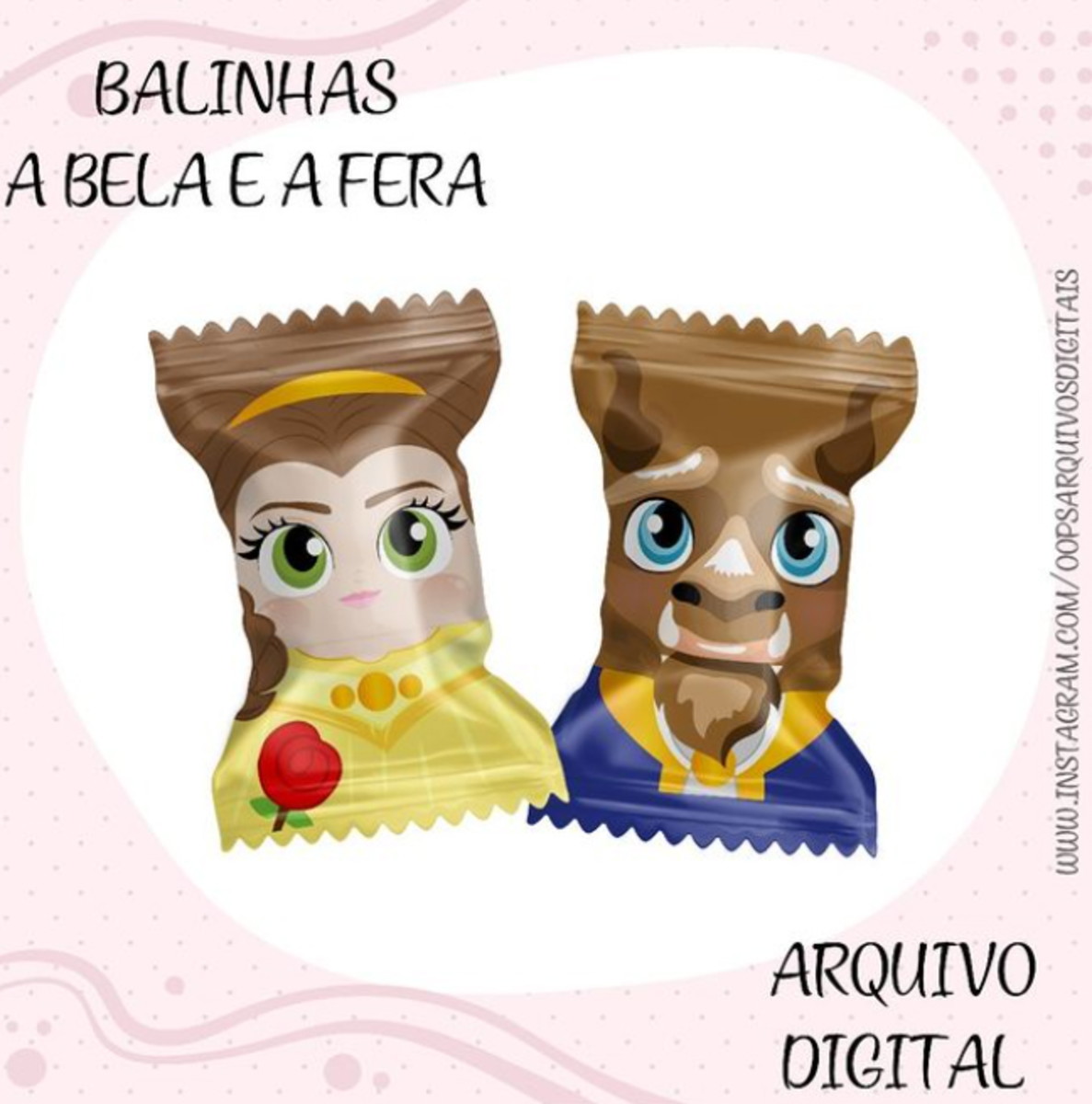 ARQUIVO DE CORTE DIGITAL BALINHAS A BELA E A FERA CUTE