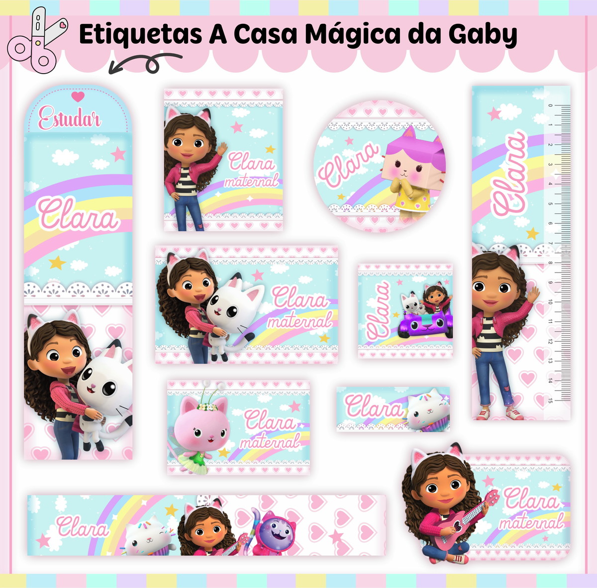 Arquivo de Corte - Etiqueta Escolar (casa Mágica da Gaby) a