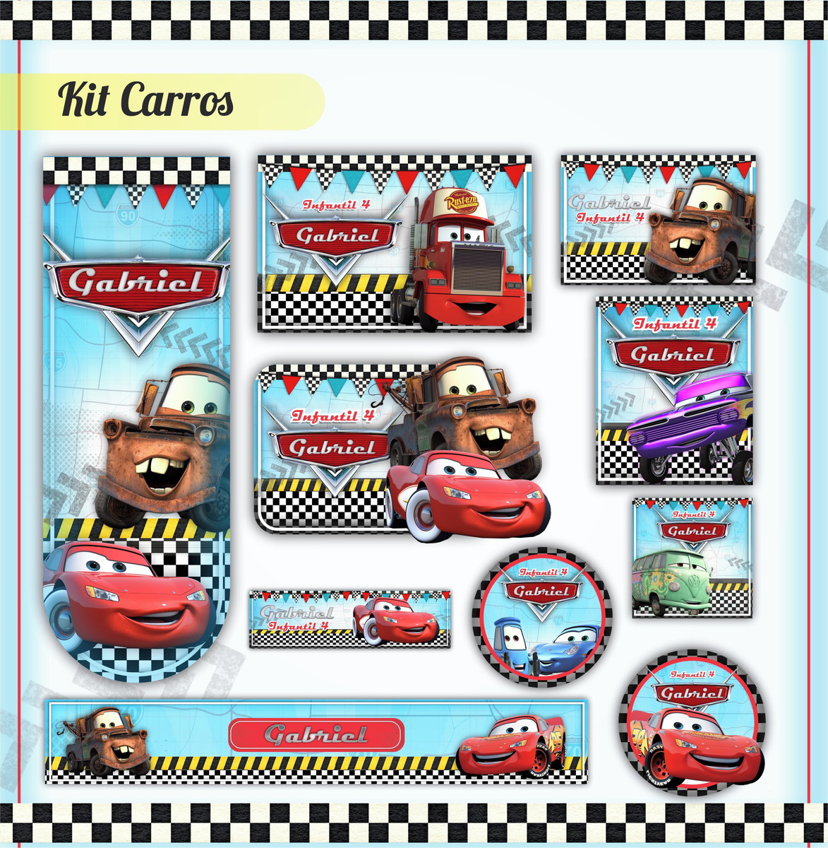 Arquivo de Corte - Etiqueta Escolar (Carros) B