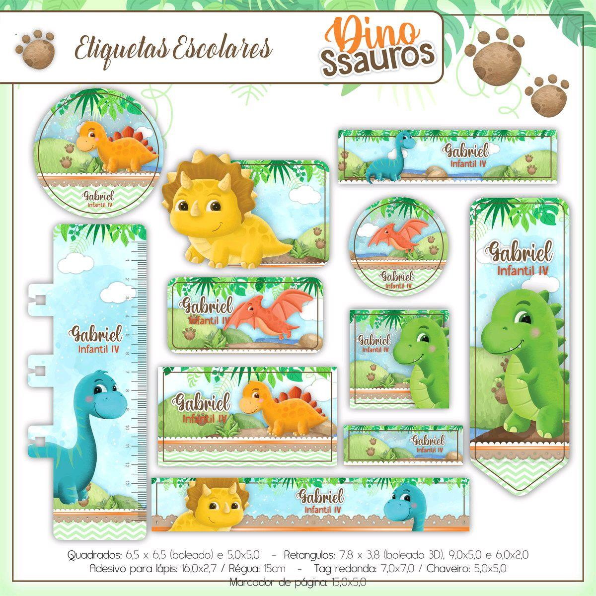 Arquivo de Corte Etiqueta Escolar Dinossauro (#2401)