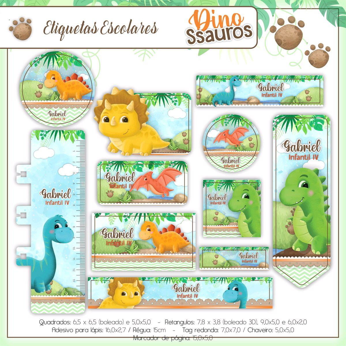 Arquivo de Corte Etiqueta Escolar Dinossauro (#2401)
