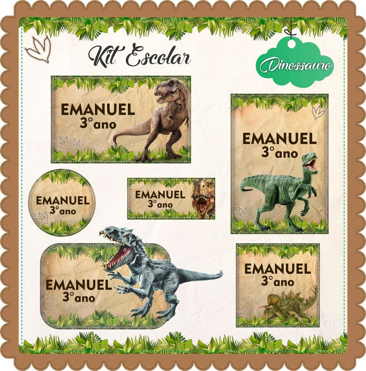 Arquivo de Corte Etiqueta Escolar Dinossauro (#2533)