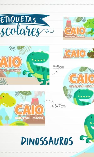 Arquivo de Corte - Etiqueta Escolar (Dinossauros) A