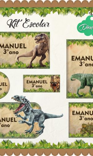 Arquivo de Corte - Etiqueta Escolar (Dinossauros) B