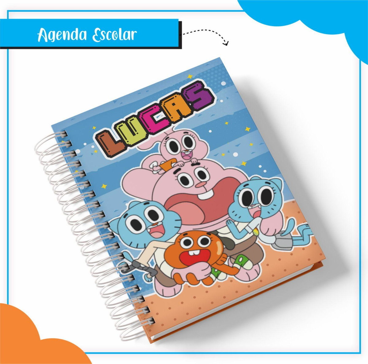 ARQUIVO DE CORTE ETIQUETA ESCOLAR GUMBALL #2817 STUDIO E PDF - Imagem 3