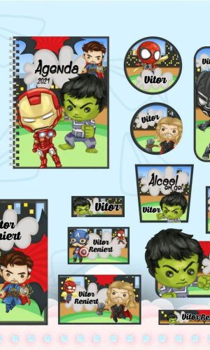 ARQUIVO DE CORTE ETIQUETA ESCOLAR HEROIS VINGADORES (#2411)