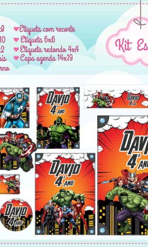 ARQUIVO DE CORTE ETIQUETA ESCOLAR HEROIS VINGADORES #2549