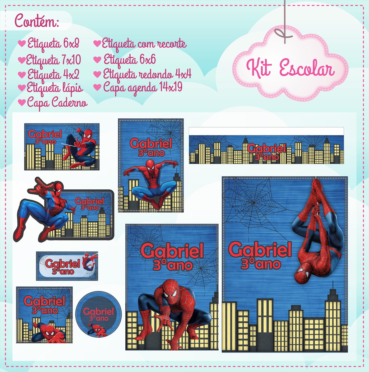 Arquivo de Corte - Etiqueta Escolar (Homem Aranha) B
