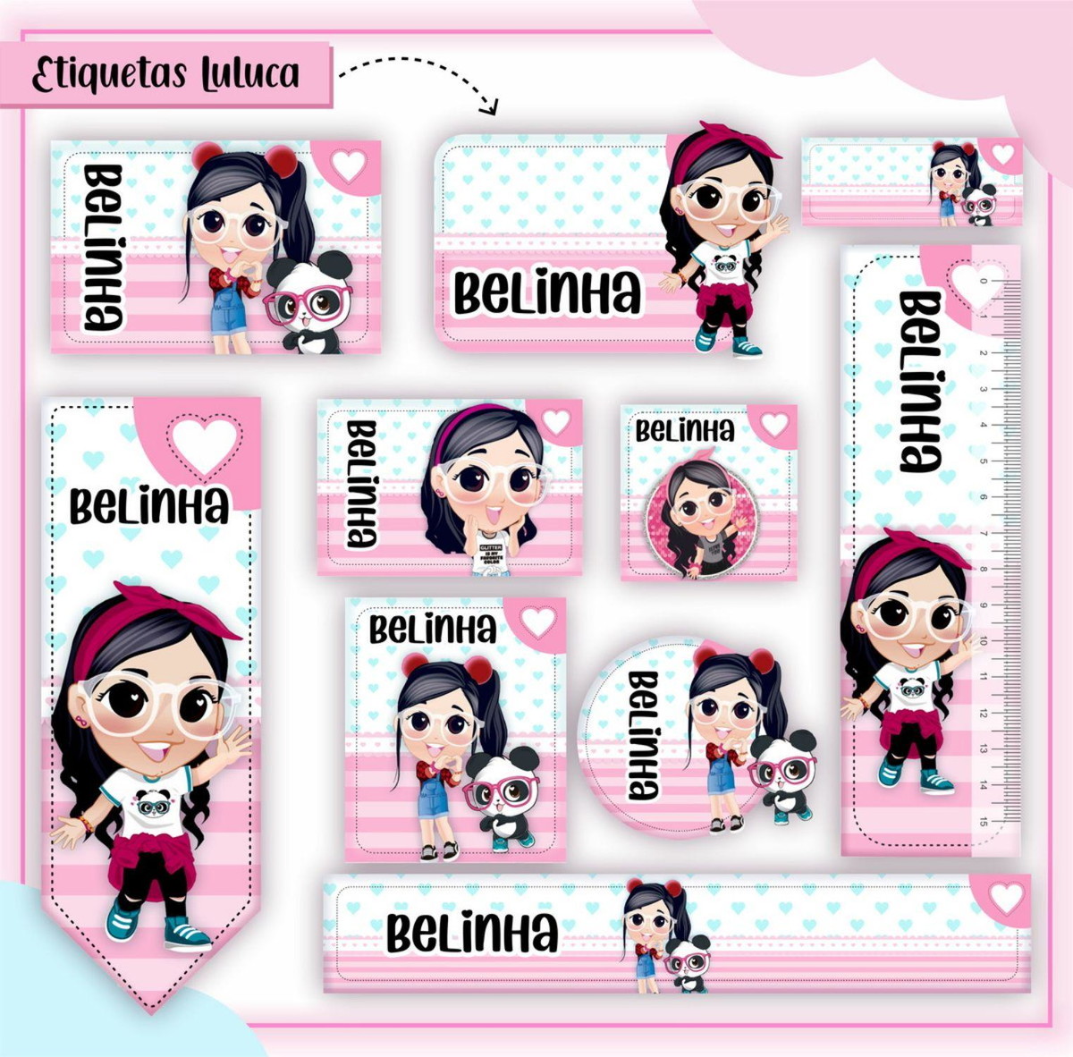 Arquivo de Corte Etiqueta Escolar Luluca #2823 Studio e pdf