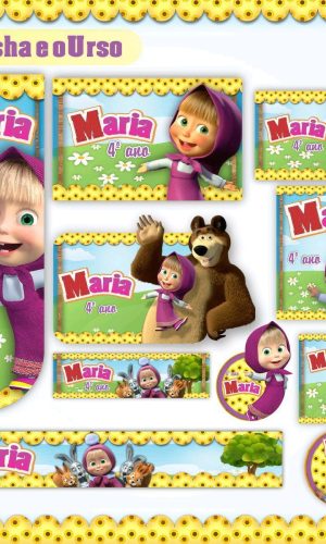 ARQUIVO DE CORTE ETIQUETA ESCOLAR MASHA E O URSO (#2559)