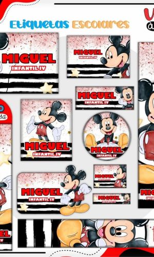 Arquivo de Corte Etiqueta Escolar Mickey #16826