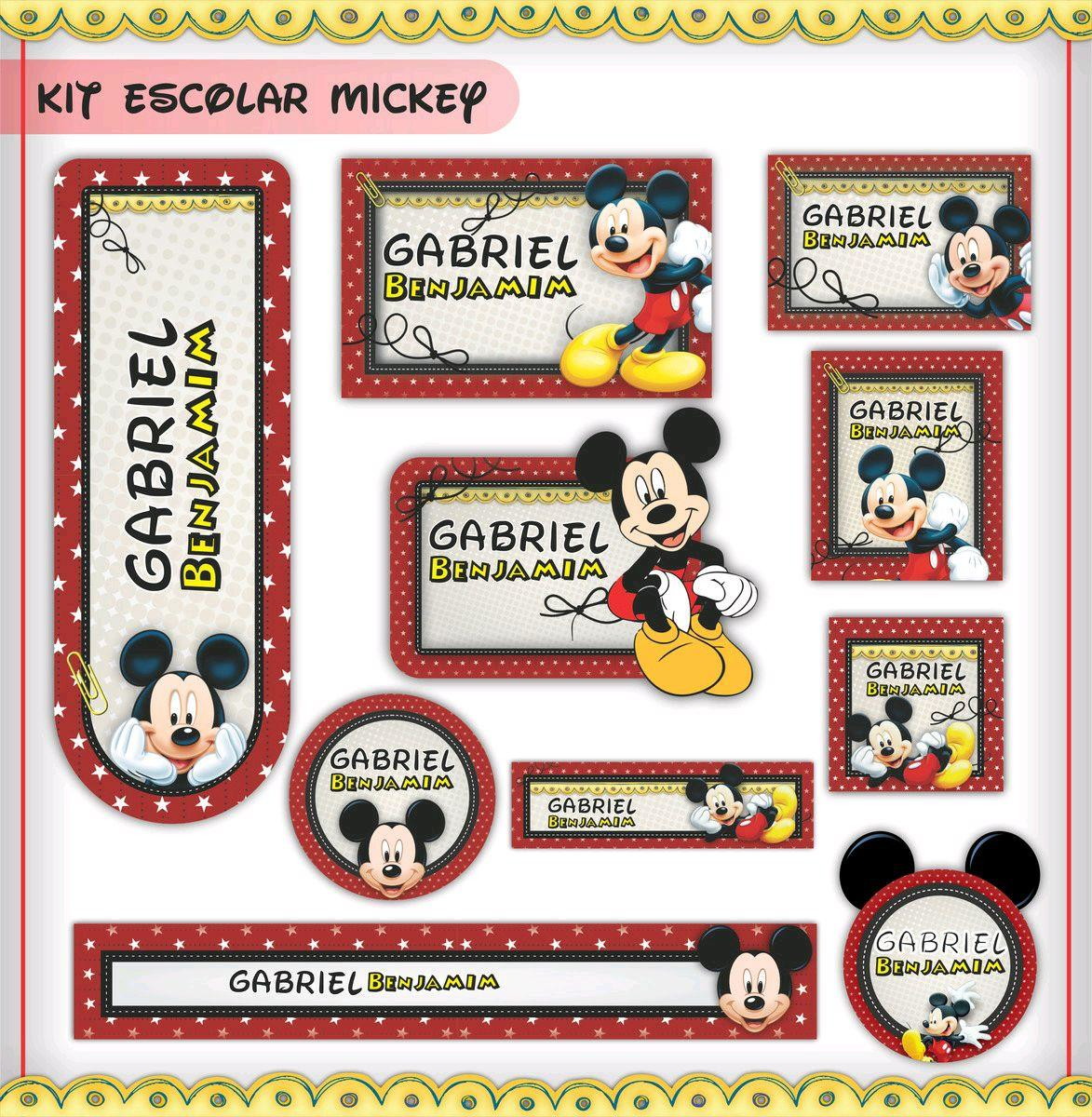ARQUIVO DE CORTE ETIQUETA ESCOLAR MICKEY (#2594)