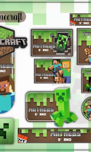 Arquivo de Corte - Etiqueta Escolar (Minecraft) C