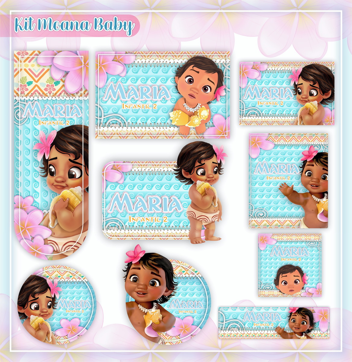 Arquivo de Corte - Etiqueta Escolar (Moana Baby) A