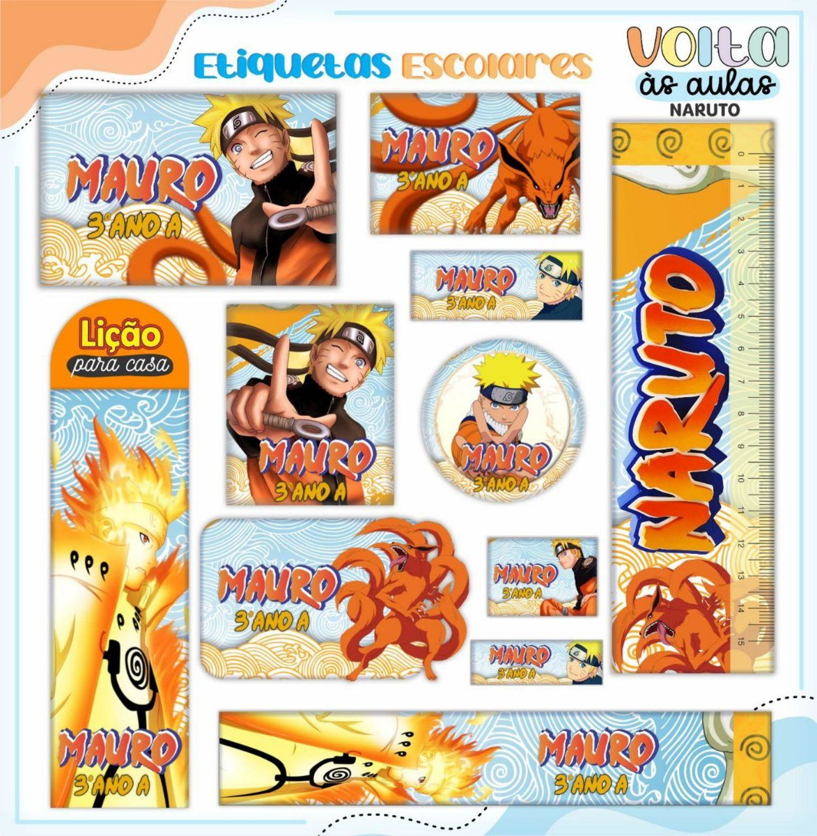 Arquivo de Corte Etiqueta Escolar Naruto #16823
