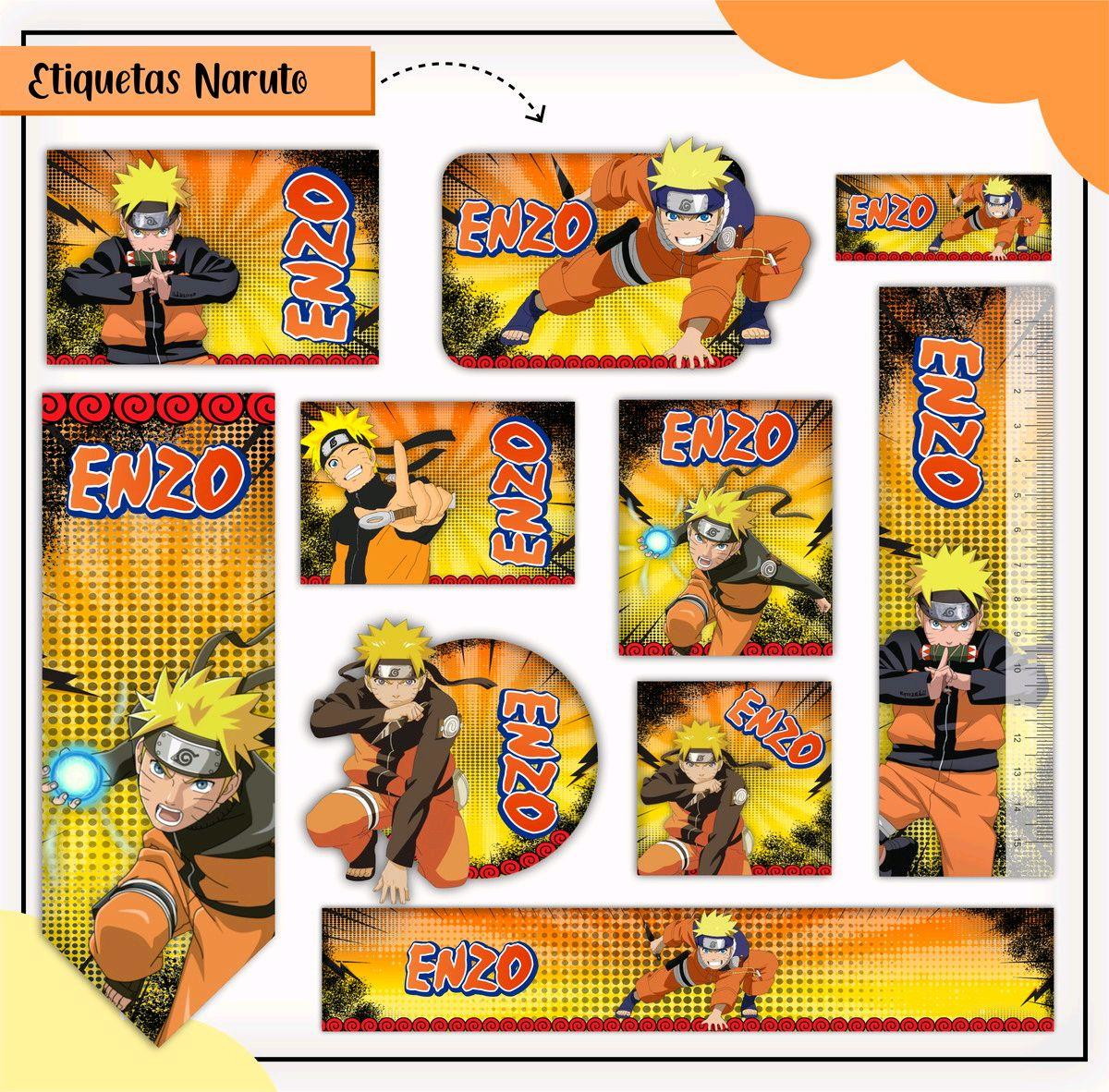 Arquivo de Corte Etiqueta Escolar Naruto #2796 Studio e pdf