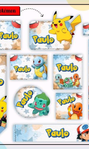 ARQUIVO DE CORTE ETIQUETA ESCOLAR POKEMON #2798 STUDIO E PDF