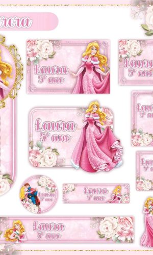 ARQUIVO DE CORTE ETIQUETA ESCOLAR PRINCESA AURORA (#2578)