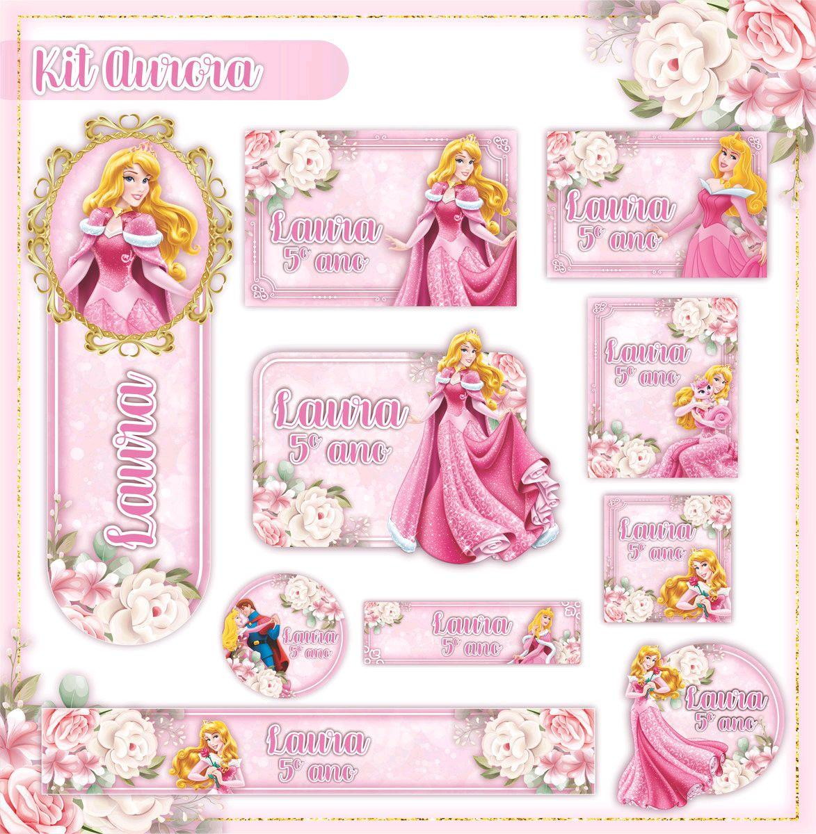 ARQUIVO DE CORTE ETIQUETA ESCOLAR PRINCESA AURORA (#2578)