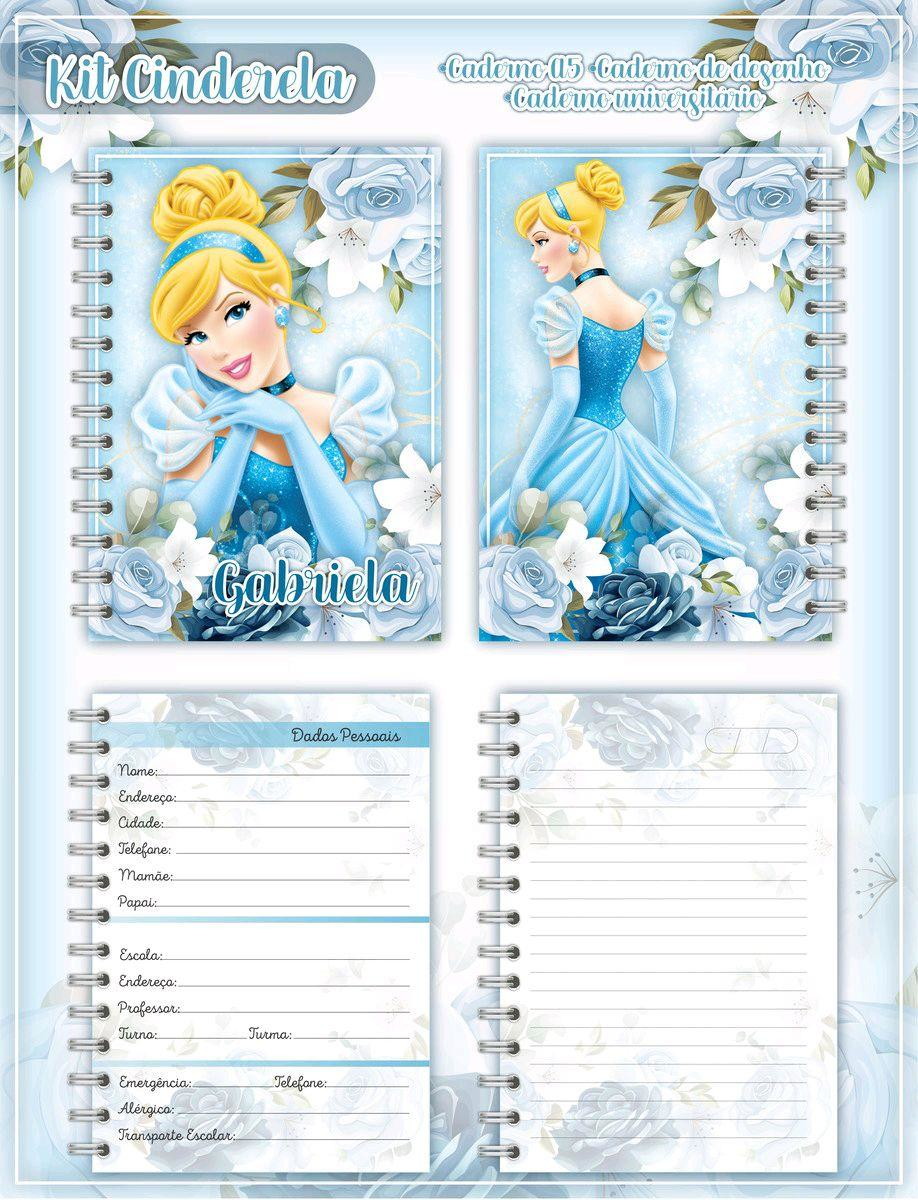 ARQUIVO DE CORTE ETIQUETA ESCOLAR PRINCESA CINDERELA (#2581) - Imagem 2