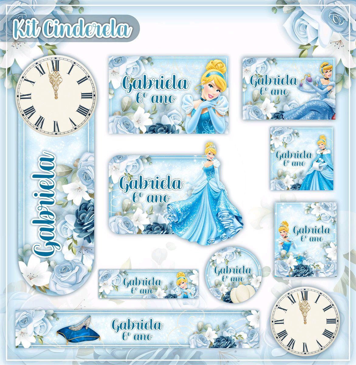 ARQUIVO DE CORTE ETIQUETA ESCOLAR PRINCESA CINDERELA (#2581)