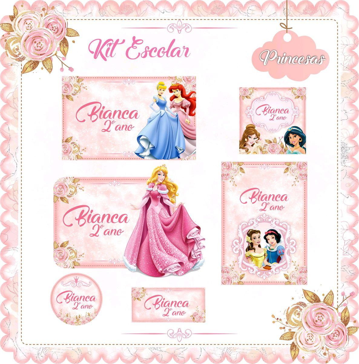 ARQUIVO DE CORTE ETIQUETA ESCOLAR PRINCESAS (#2528)