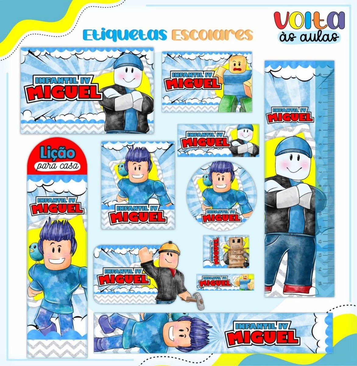 Arquivo de Corte Etiqueta Escolar Roblox #16829