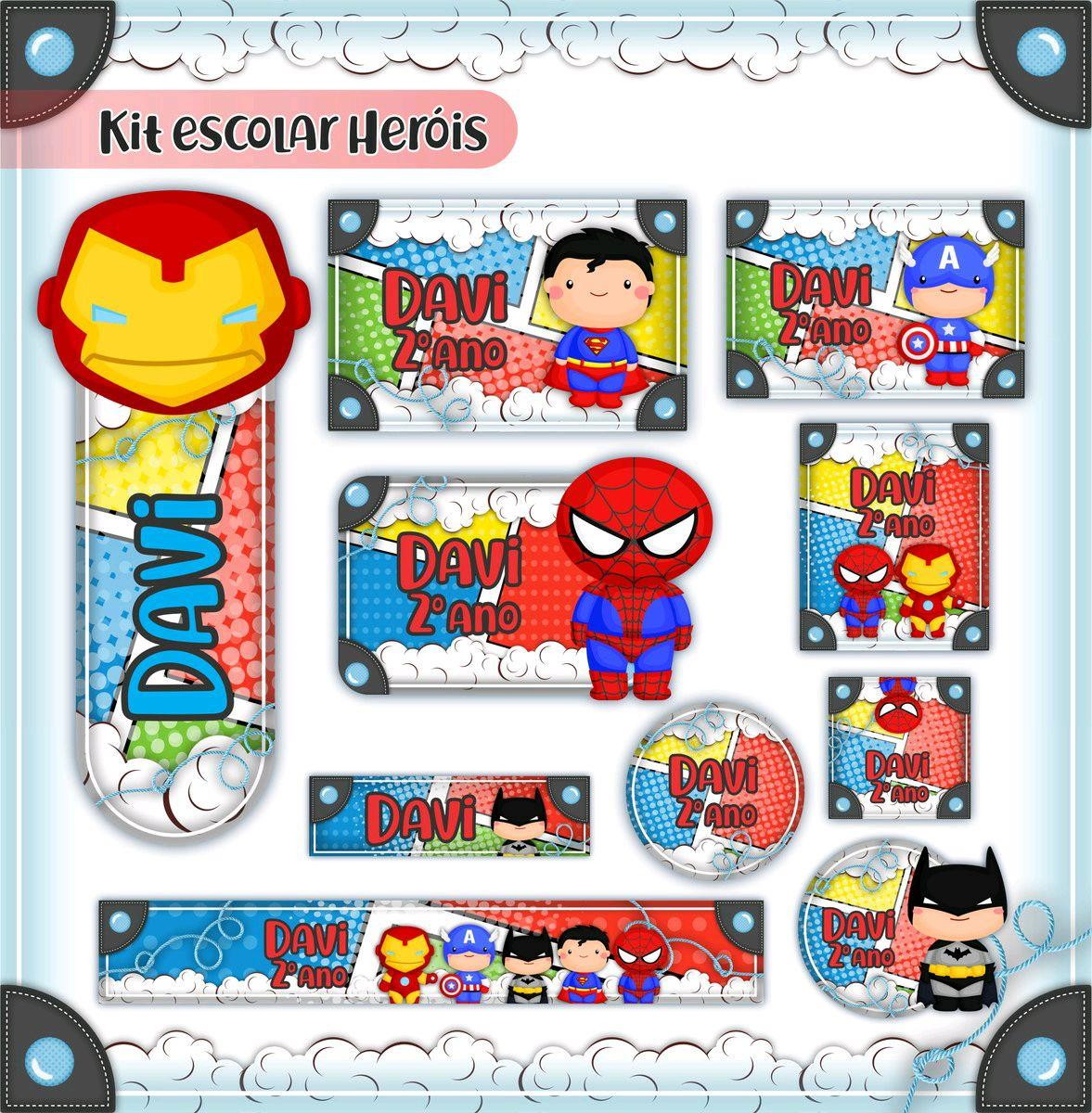 Arquivo de Corte Etiqueta Escolar Super Heróis (#2595)