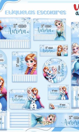 Arquivo de Corte Etiqueta Escolar Tema Frozen #16856