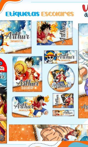 Arquivo de Corte Etiqueta Escolar Tema One Piece #16852