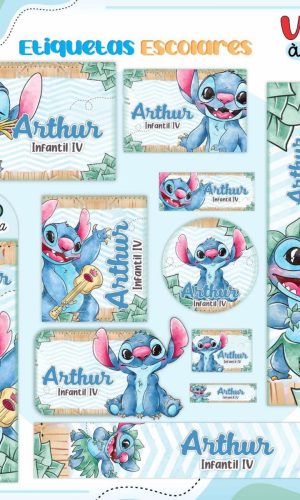 Arquivo de Corte Etiqueta Escolar Tema Stich #16850