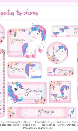 Arquivo de Corte Etiqueta Escolar Unicornio (#2409)