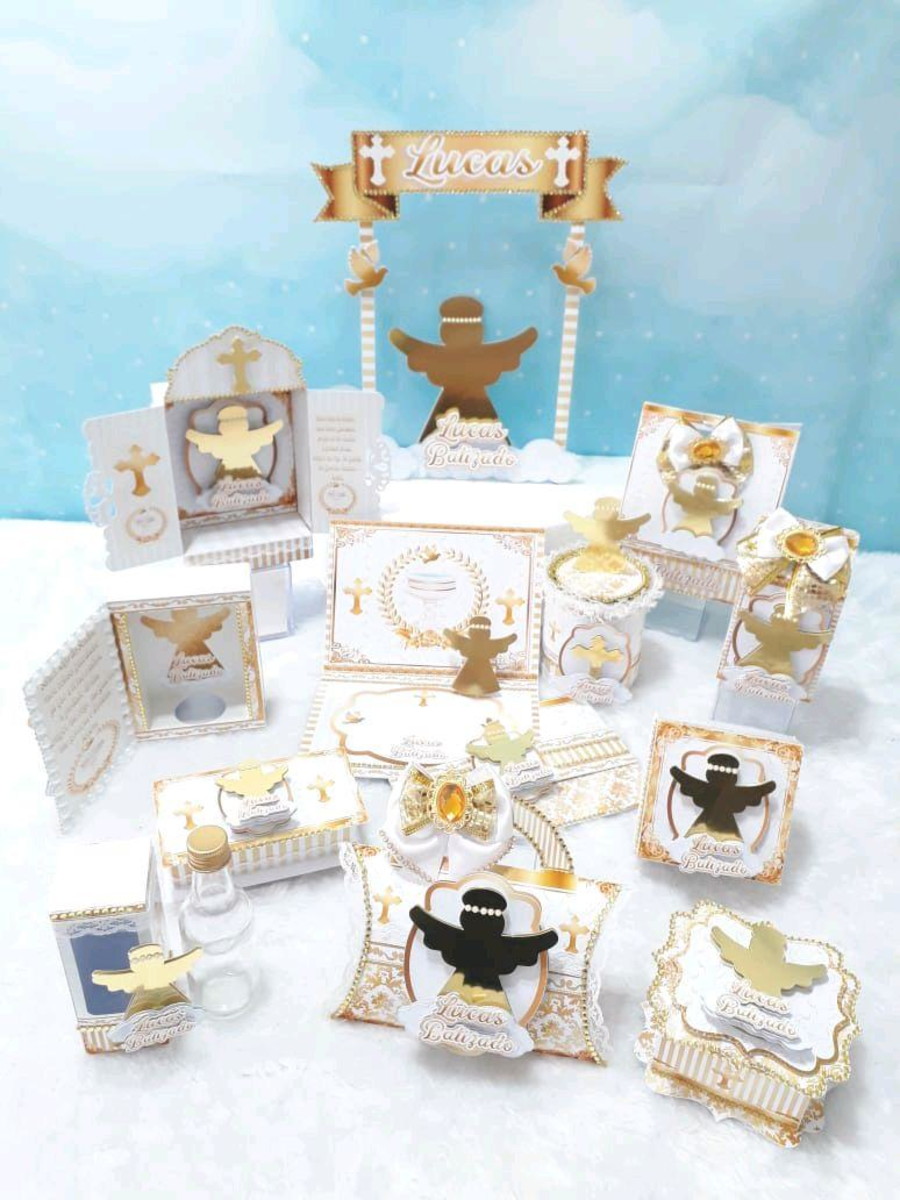Arquivo de Corte Kit Batizado Dourado #7066 pdf e Studio