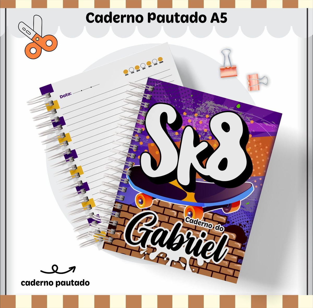 Arquivo de Corte Kit Completo Escolar Tema Skate 2023 #15648 - Imagem 4