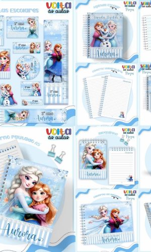 Arquivo de Corte Kit Escolar Completo Tema Frozen #16876