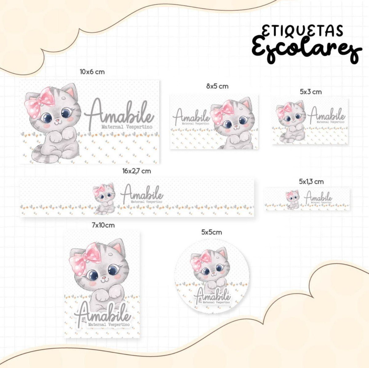 Arquivo de Corte Kit Etiqueta Escolar Gatinha 2023 #14645 - Imagem 2