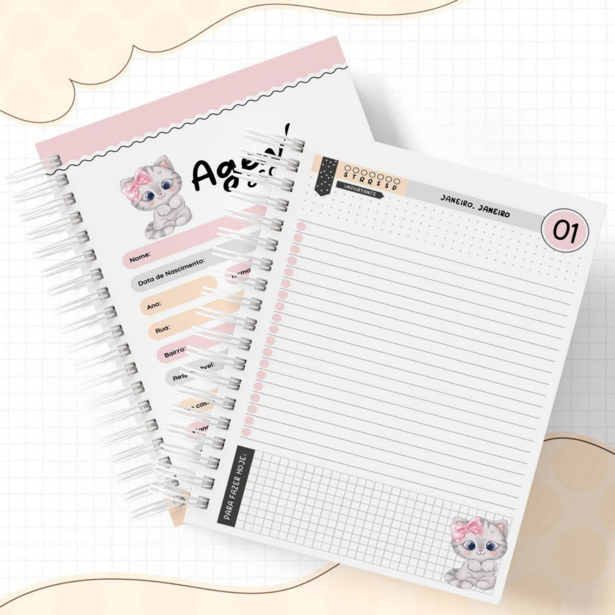 Arquivo de Corte Kit Etiqueta Escolar Gatinha 2023 #14645 - Imagem 4