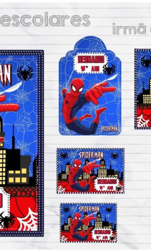 Arquivo de Corte Kit Etiqueta Escolar Homem Aranha #15741