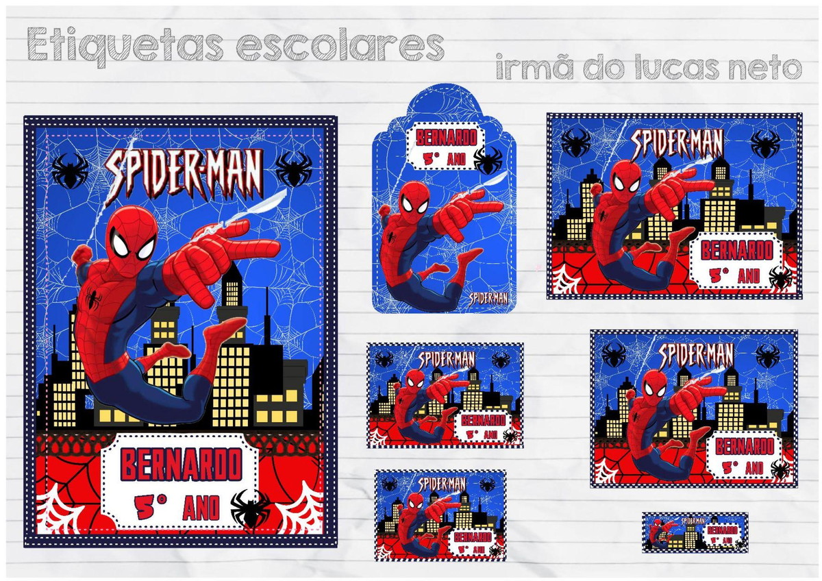 Arquivo de Corte Kit Etiqueta Escolar Homem Aranha #15741