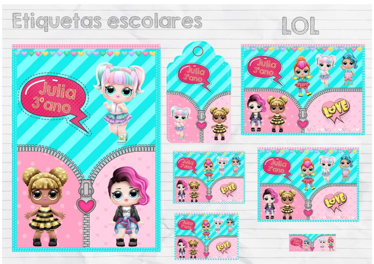 Arquivo de Corte Kit Etiqueta Escolar Lol #15740