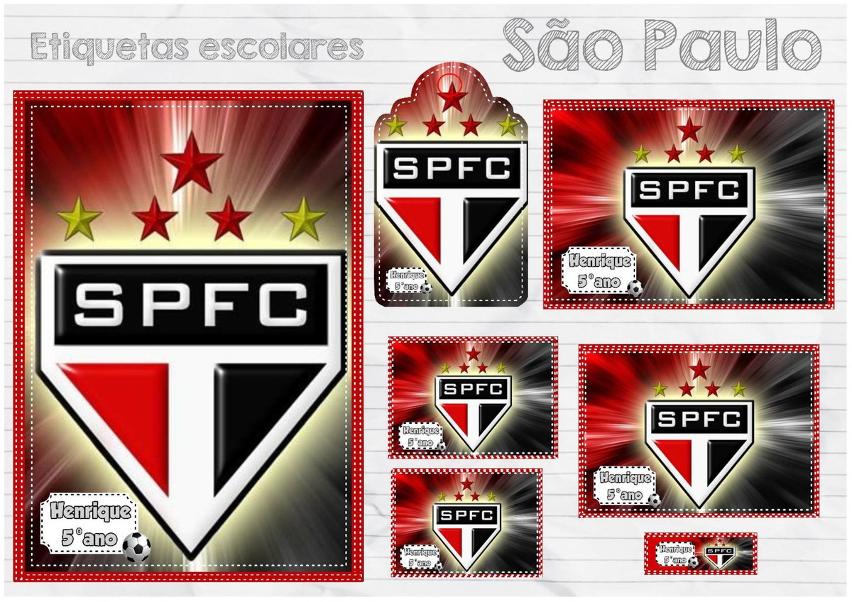 Arquivo de Corte Kit Etiqueta Escolar Time São Paulo #15727