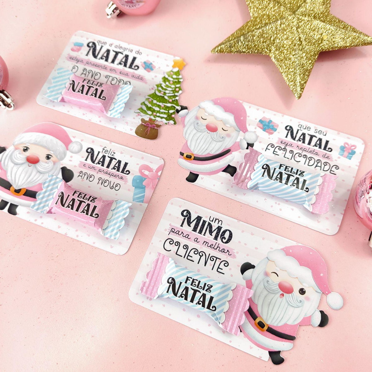 Arquivo de Corte Kit Natal Rosa Card Balinha #16563 - Imagem 2