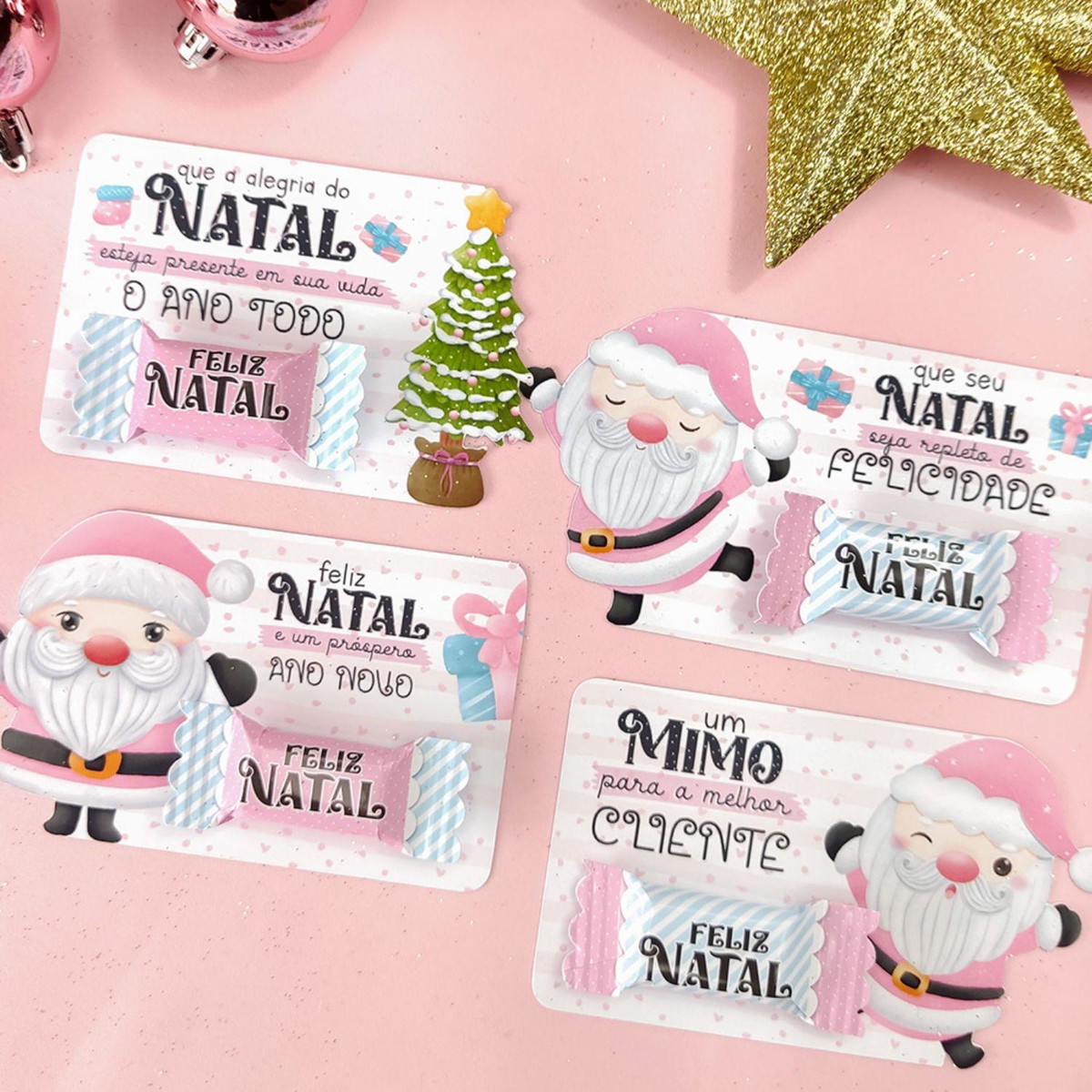 Arquivo de Corte Kit Natal Rosa Card Balinha #16563 - Imagem 3