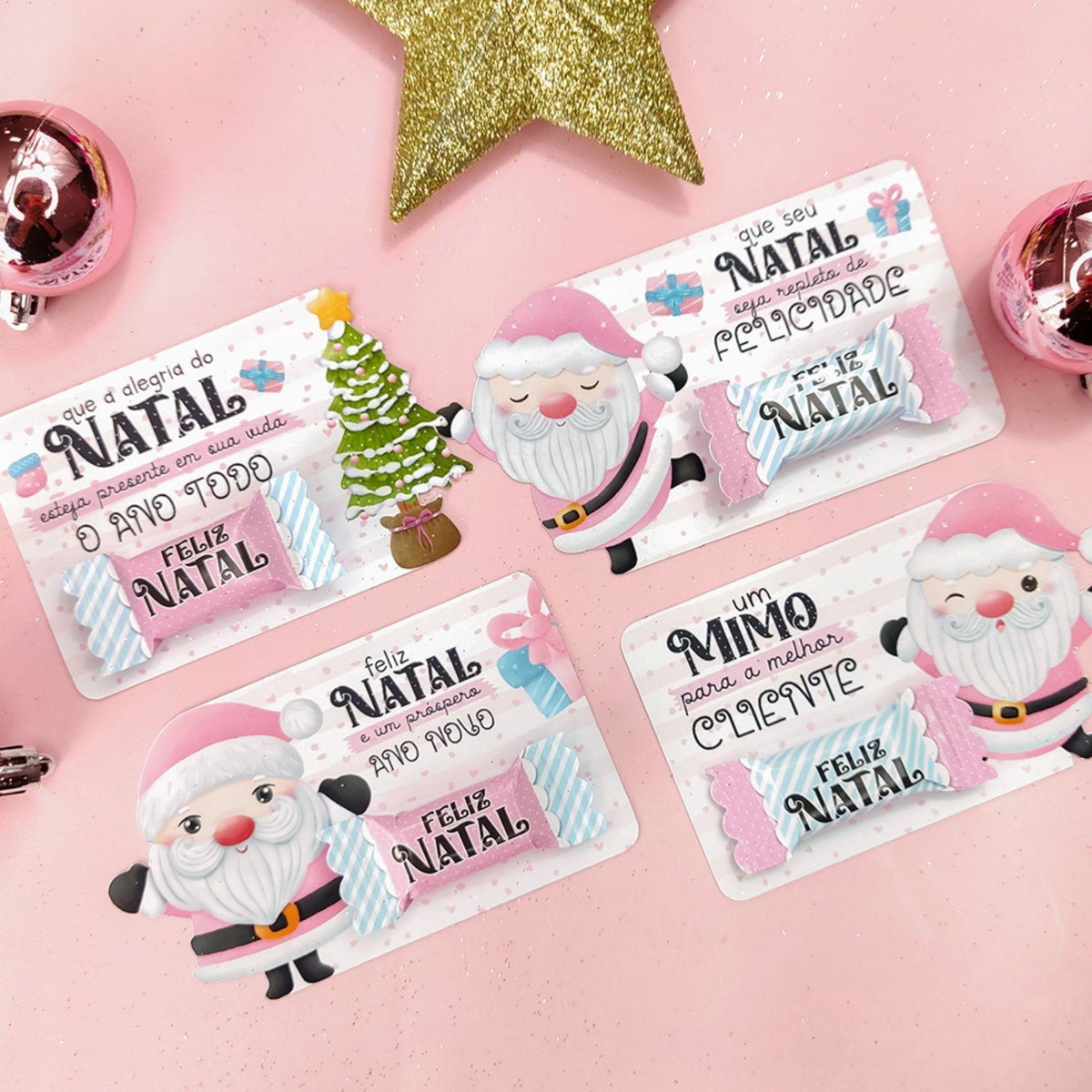 Arquivo de Corte Kit Natal Rosa Card Balinha #16563 - Imagem 4