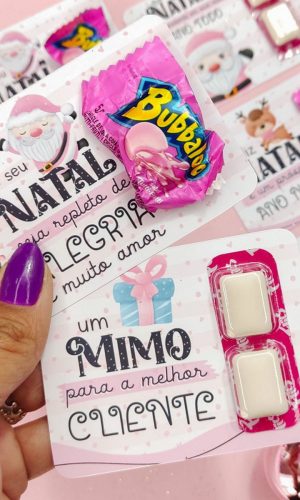 Arquivo de Corte Kit Natal Rosa Card Chiclete Babaloo #16565