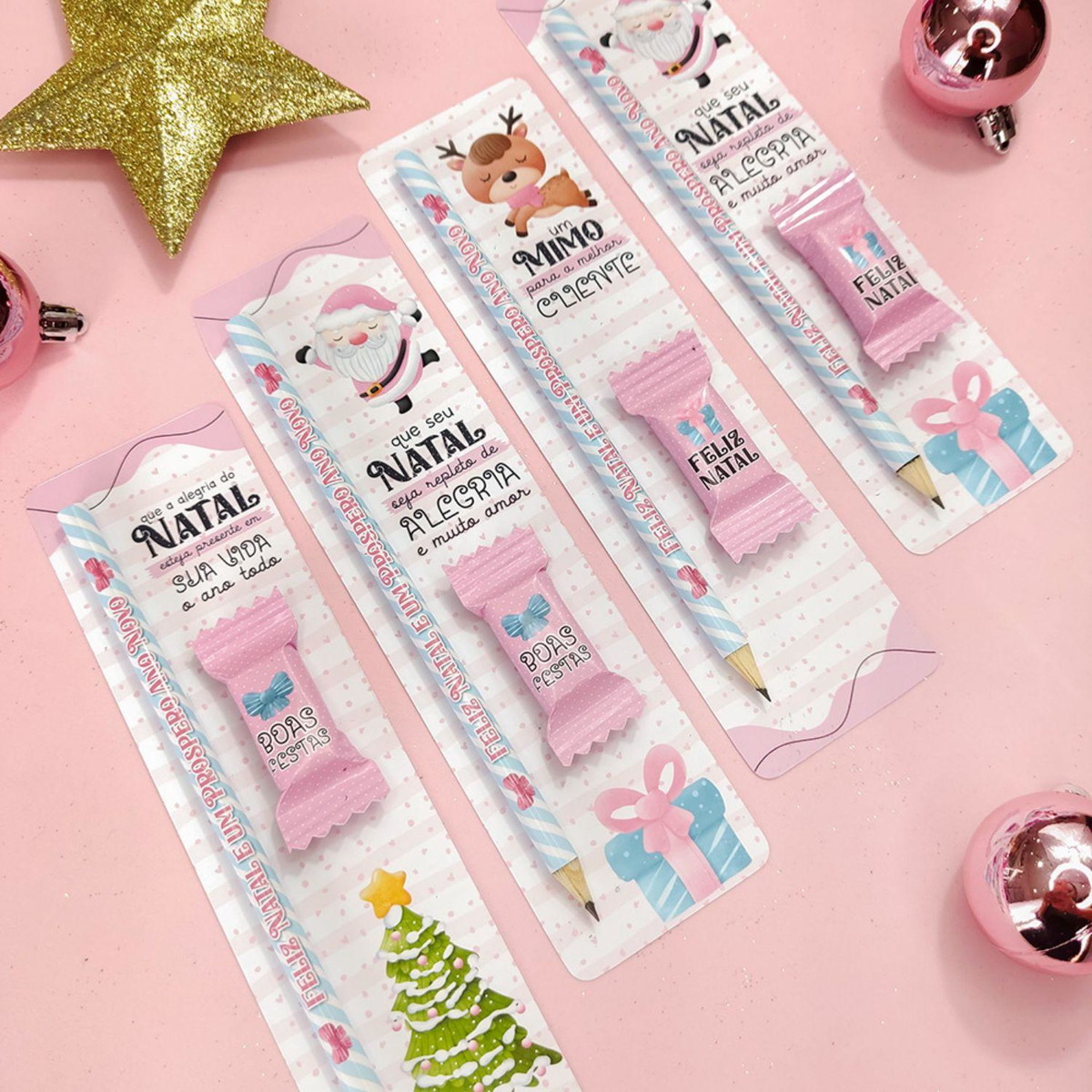 Arquivo de Corte Kit Natal Rosa Card Lapis e Balinha #16560 - Imagem 3